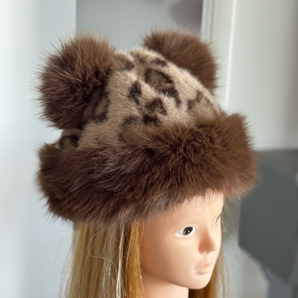 Faux fur cute bear ears winter fuzzy hat